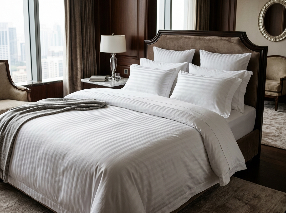600 TC 2cm Satin Stripe Bedsheet