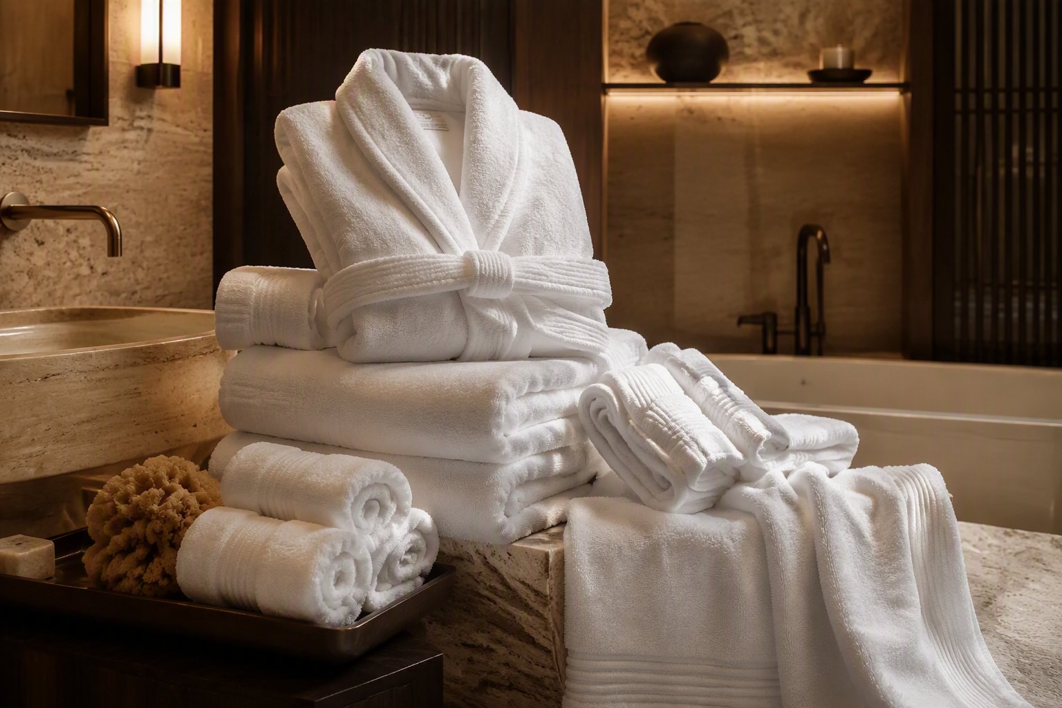 Bath towels and robes